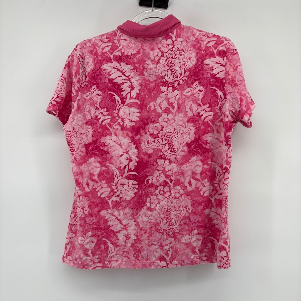 Jamaica Bay Womens Pink Floral Print Short Sleeve Polo Shirt Top‎ L G - Picture 4 of 6